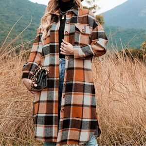 Plaid Women's Shacket with Brown Accents
